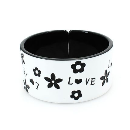 Overlayer Love Bangle - Acrylic - White Color - BR-OB00153WHT
