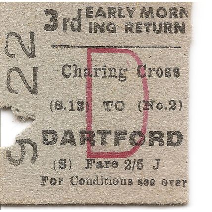 B.R. Edmondson Ticket - Charing Cross to Dartford