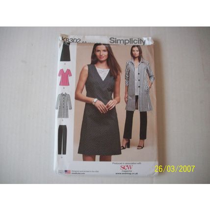 Simplicity K8302Sewing Pattern Uncut Sizes 10-18 Dress/Tunic Pants Unlined Coat