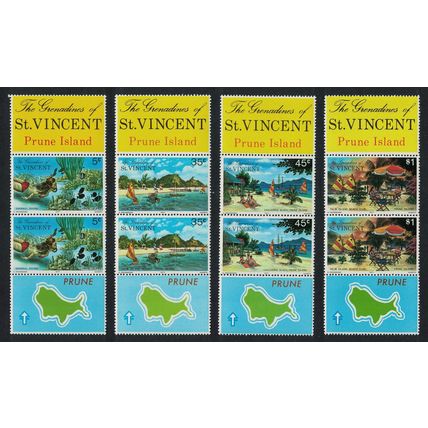 St. Vincent Gren Prune Island Snorkel Diving Pairs Both Labels 1976 MNH
