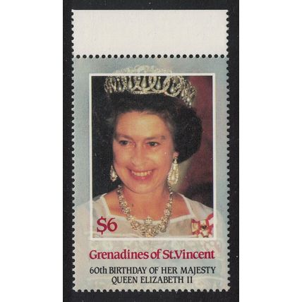 St. Vincent Gren 60th Birthday of Queen Elizabeth II $6 1986 MNH SG#462