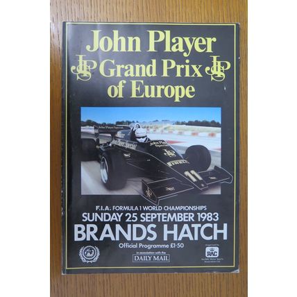 1983 FORMULA 1 GRAND PRIX OF EUROPE PROGRAMME + RACE CARD @ BRANDS HATCH