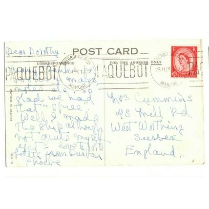 SHIPPING Cunard White Star Line QUEEN ELIZABETH Paquebot CHERBOURG MANCHE 1958
