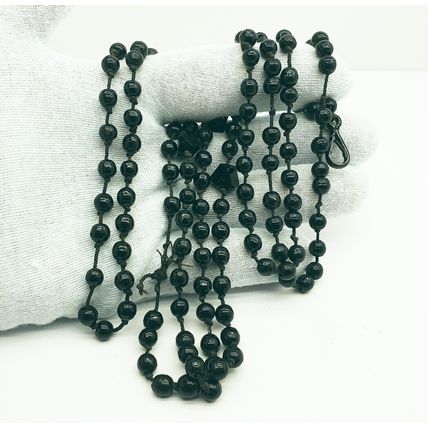 Three Antique Victorian Black Faceted French Jet Beaded Long Muff / Guard Chains