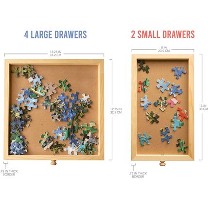 Playvibe 1500 Piece Rotating Puzzle Board with Drawers and Cover - Sturdy Jigsaw