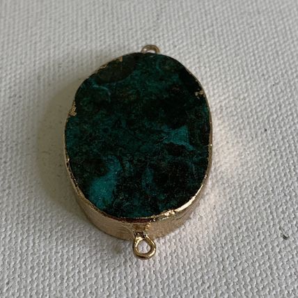 Chrysocolla Malachite Gold Dipped Connector Bead Double Sided Jewelry Making 1.5