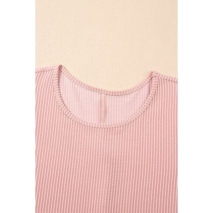 Blossom Corded Knit Crew Neck Puff Sleeve Shift Mini Dress