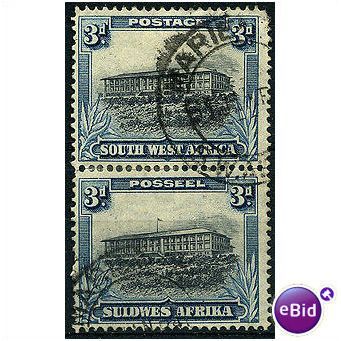 South West Africa 1931 SG77 3d Grey-Blue & Black PAIR