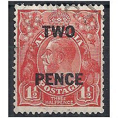 Australia 1930 SG119 2d on 1 1/2d Golden Scarlet Fine Used . . .