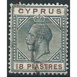 Cyprus 1915 SG83 18 Piastres Black & Brown Fine Used .. ..