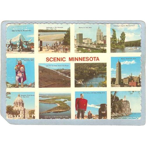 MN GEN Postcard Scenic Minnesota Multi View Rippled Edges state_box5~11