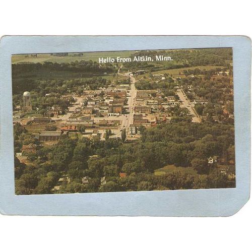 MN Aitkin Postcard Hello From Aitkin Minn Aerial View state box5~12