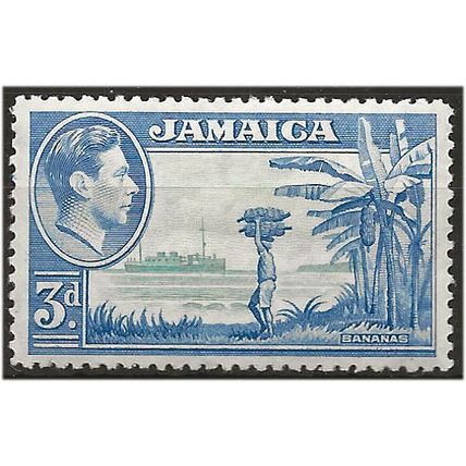 Jamaica 1949 SG126b 3d Greenish-Blue & Ultramarine Mounted Mint . ..