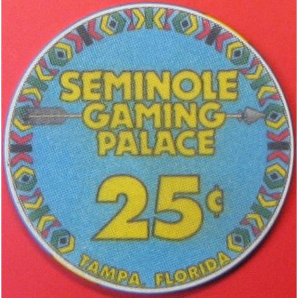 Seminole. 25¢ Casino Chip. Tampa, FL. G81.