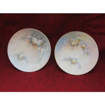 Silesia Plates Floral C D Signed 6 inch Vintage 2 plates Decorative