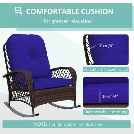 Outdoor PE Rattan Rocking Chair – Thick Padded Cushions, Powder-Coated Steel