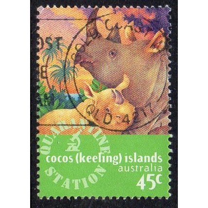 Cocos (Keeling) Islands 1996 Cocos Quarantine Station - Rhinoceros 45c Used