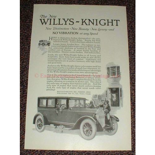 1925 Willys-Knight Sedan Ad, No Vibration at any Speed!