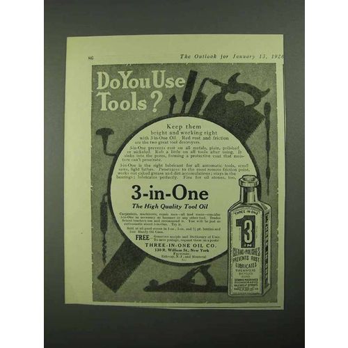 1926 3-in-One Oil Ad - Do You Use Tools?