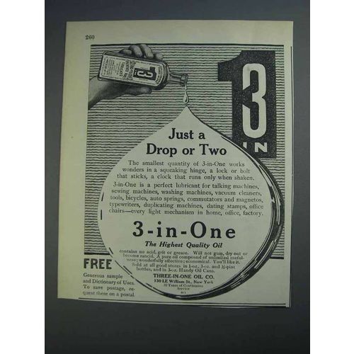 1926 3-in-One Oil Ad - Just a Drop or Two