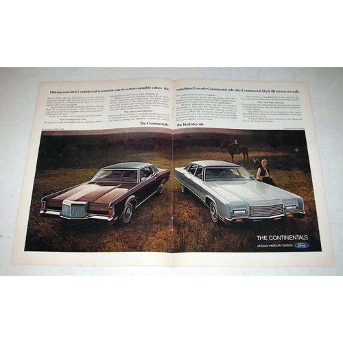 1971 2-pg Lincoln Continental Mark III & Continental Car Ad!