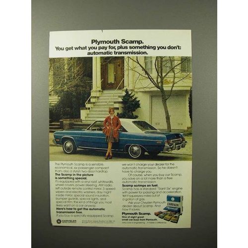 1974 Plymouth Scamp Car Ad - Automatic Transmission
