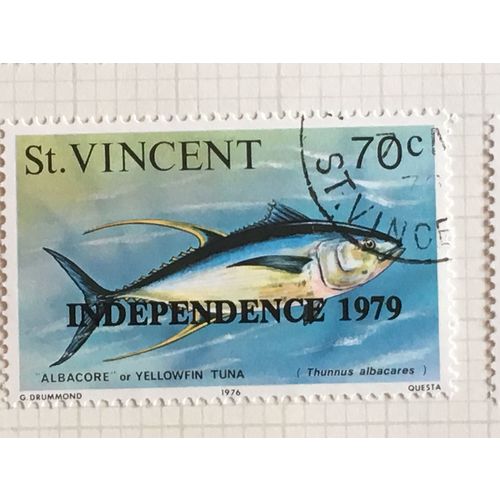 St Vincent 1979 Independence Marine Life 70c Yellow Fin Tuna Used SG 616 stamp