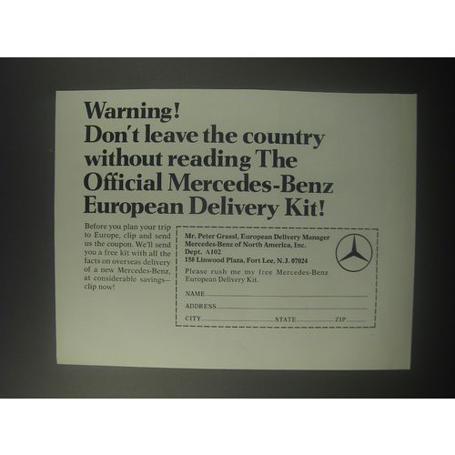 1967 Mercedes-Benz Cars Ad - Warning! Don't leave the country