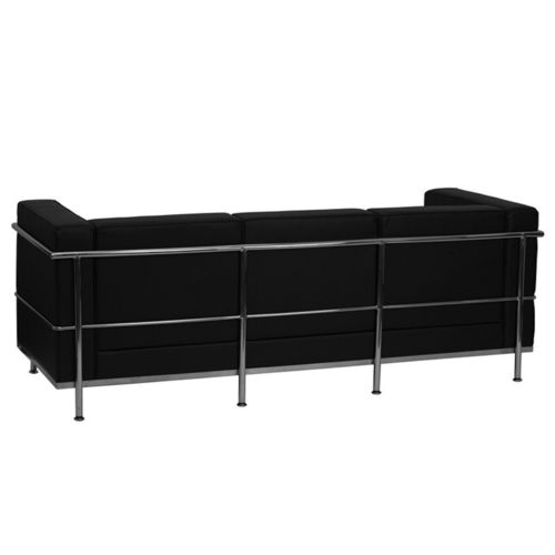 Stainless Exo-Frame Leather-Soft French Swiss 3-Seat Sofa Black White Brown Gray