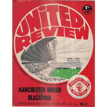 MANCHESTER UNITED v BLACKPOOL football programme 26th September, 1970 (A0 =