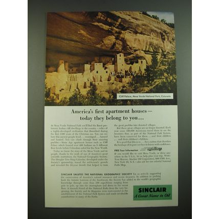 1956 Sinclair Oil Ad - Cliff Palace, Mesa Verde National Park, Colorado