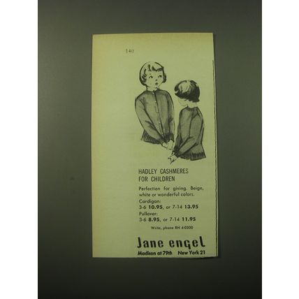 1948 Jane Engel Hadley Cashmeres Advertisement - Hadley Cashmeres for Children