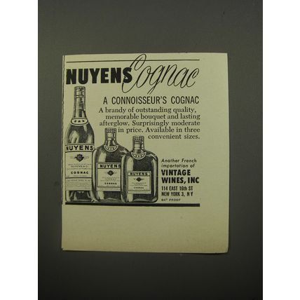 1950 Nuyens Cognac Advertisement - A Connoisseur's Cognac