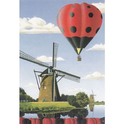 Ladybird Insect Hot Air Balloon Postcard