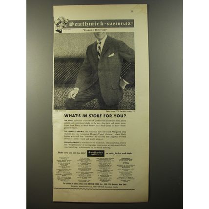 1954 Southwick Warwick Suit Ad - What's in store for you?