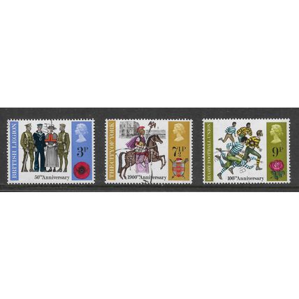 GREAT BRITAIN 1971 BRITISH ANNIVERSARIES SG 887 / 889 3 VALS FINE USED #3