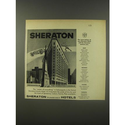 1956 Sheraton-Lincoln Hotel Advertisement