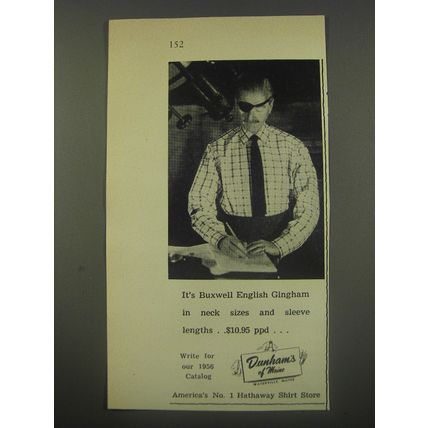 1956 Dunham's of Maine Hathaway Shirt Ad - It's Buxwell English Gingham
