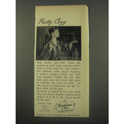 1956 Dunham's of Maine Hathaway Shirt Ad - Pretty Cozy