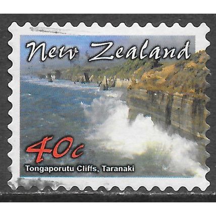 NEW ZEALAND NZ TONGAPORUTU CLIFFS TARANAKI SEA VIEW SCENE DIE CUT 40c USED SG?