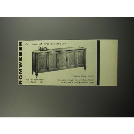 1957 Romweber Furniture Advertisement - Furniture of Timeless Beauty