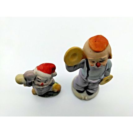 Musical Clown Duo! Holding Maracas & Cymbals - Ceramic/Porcelain - Adorable!