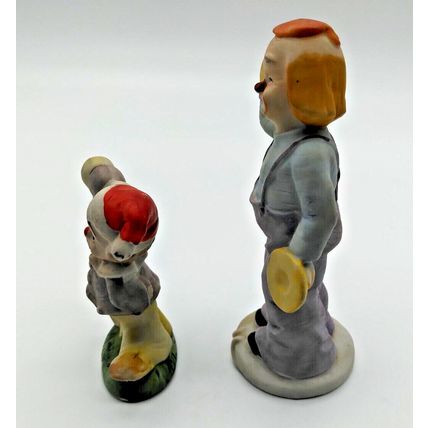 Musical Clown Duo! Holding Maracas & Cymbals - Ceramic/Porcelain - Adorable!