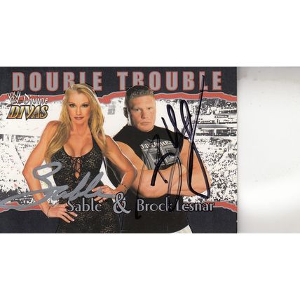 SABLE & BROCK LESNER DOUBLE TROUBLE 2003 AUTOGRAPHED WWE WRESTLING WORLD CHAMPS