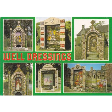 Well Dressings Multiview Postcard used creased