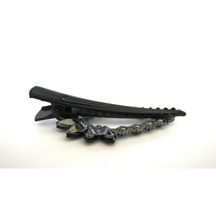Medium black metal black crystal hair pin alligator clip