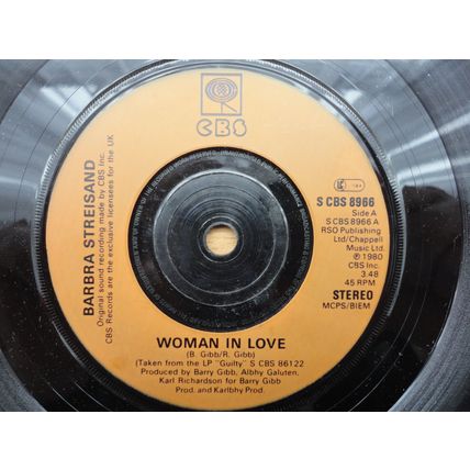 Barbara Streisand 1979 7" Vinyl Single Woman In Love b/w Run Wild