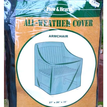 Plow and Hearth All-Weather Green Outdoor Armchair Cover 27" x 26" x 35" NEW!