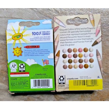 Crayola Crayons 24 Ct & Crayola Colors of the World 24 Ct Lot of 2 Packs New!