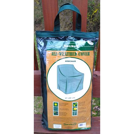 Plow and Hearth All-Weather Green Outdoor Armchair Cover 27" x 26" x 35" NEW!